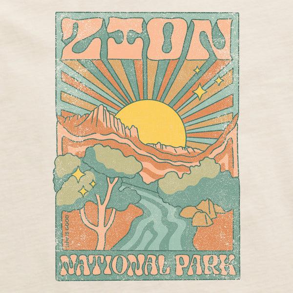 Life Is Good Women's Zion National Park Psychedelic Scene Short Sleeve Crusher Boxy Tee