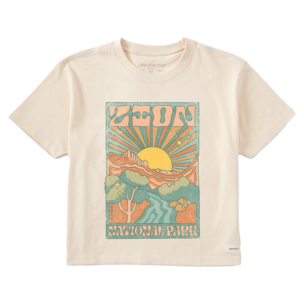 Life Is Good Women's Zion National Park Psychedelic Scene Short Sleeve Crusher Boxy Tee