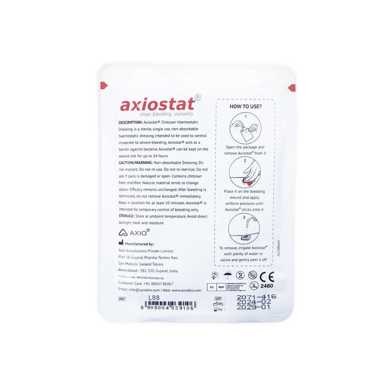 Lifesystems Axiostat Chitosan Haemostatic Dressing