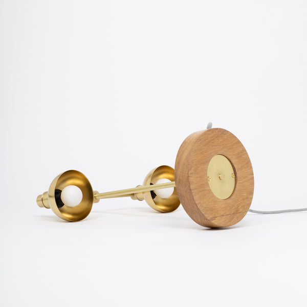 Lights Of London Double Dome Oak Dim To Warm Table Lamp