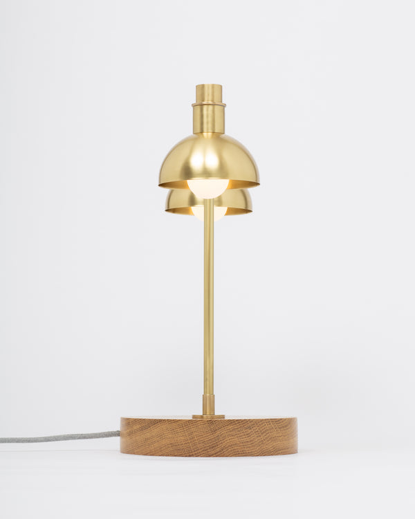 Lights Of London Double Dome Oak Dim To Warm Table Lamp