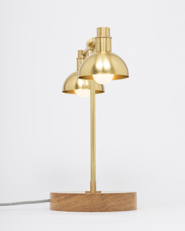 Lights Of London Double Dome Oak Dim To Warm Table Lamp