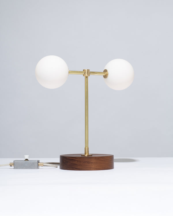 Lights Of London Double Matte Globe American Black Walnut Table Lamp