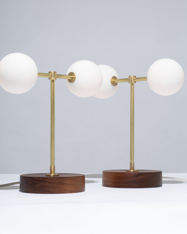Lights Of London Double Matte Globe American Black Walnut Table Lamp