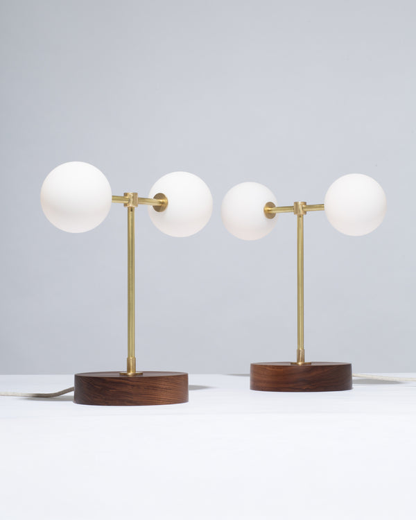 Lights Of London Double Matte Globe American Black Walnut Table Lamp
