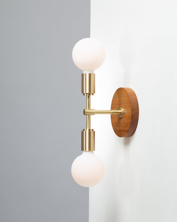 Lights Of London Double Sphere Oak Mount Wall Light Sconce