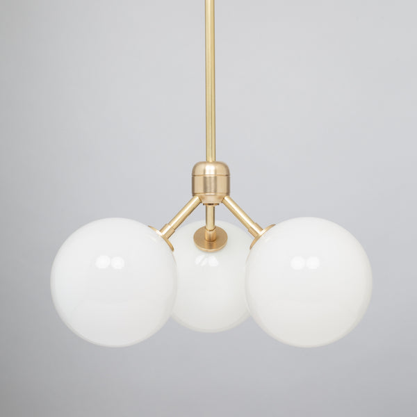 lights of london Drop 45 Triple Opal Globe Satin Brass Pendant
