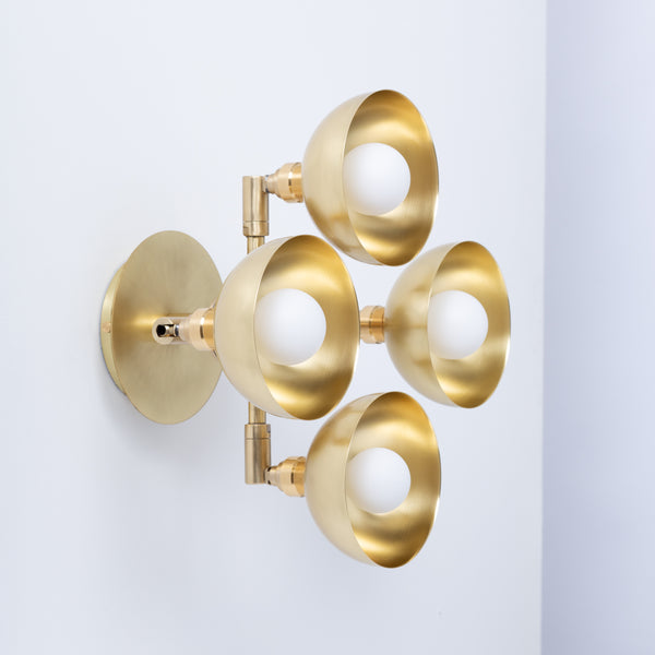 Lights Of London Four Dome Cup Sphere Brass Wall Fixture