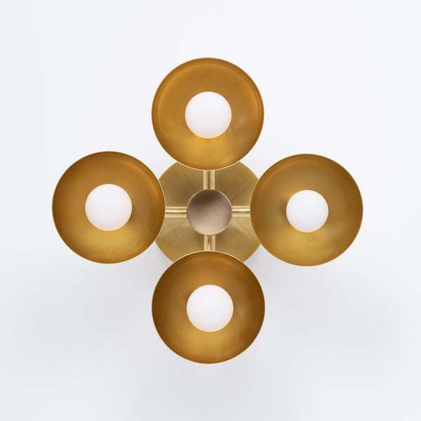 lights of london Four Dome Cup Sphere Brass Wall Fixture