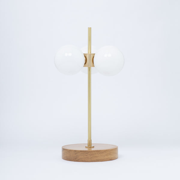 Lights Of London Opal Globe Oak Table Lamp