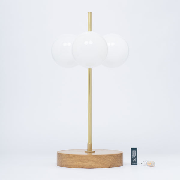 Lights Of London Opal Globe Oak Table Lamp