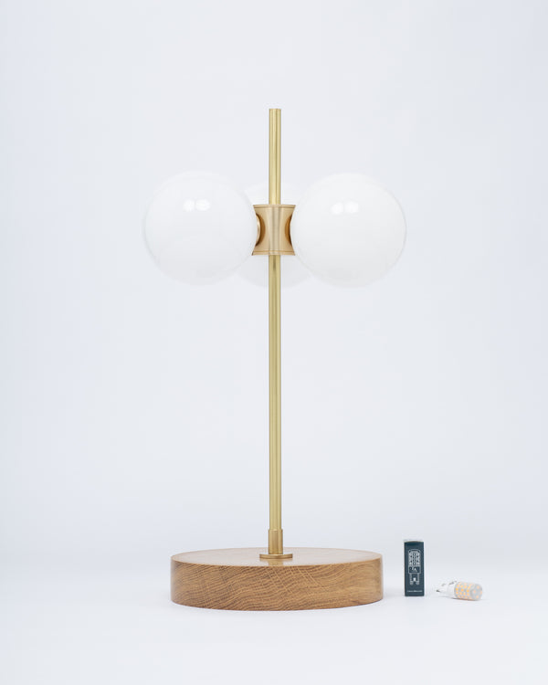 Lights Of London Opal Globe Oak Table Lamp