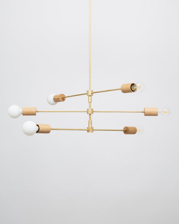 Lights Of London Triple Teir Brass Pendant Oak