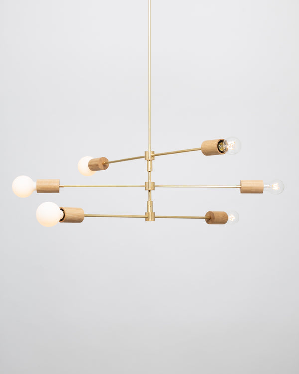 Lights Of London Triple Teir Brass Pendant Oak