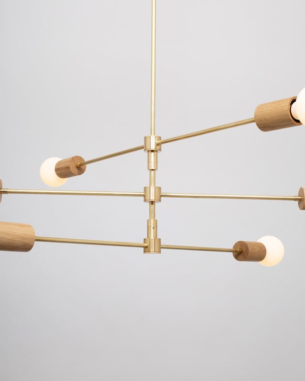 Lights Of London Triple Teir Brass Pendant Oak