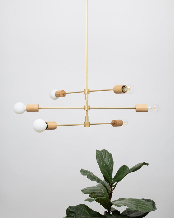 lights of london Triple Teir Brass Pendant Oak