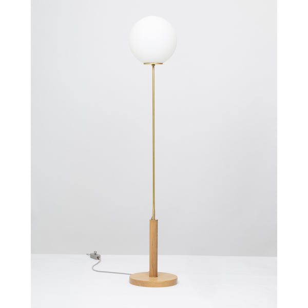 Lights Of London Matte Glass Sphere Light Engine Oak Floor Lamp