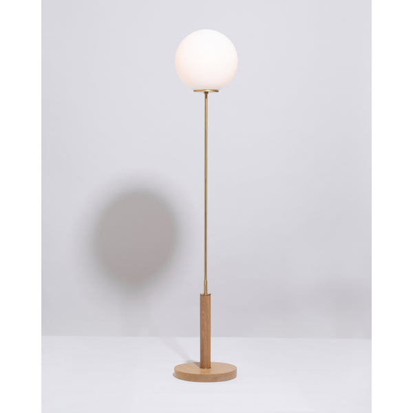 Lights Of London Matte Glass Sphere Light Engine Oak Floor Lamp