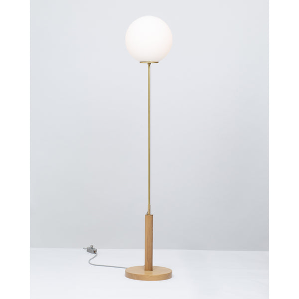 lights of london Matte Glass Sphere Light Engine Oak Floor Lamp