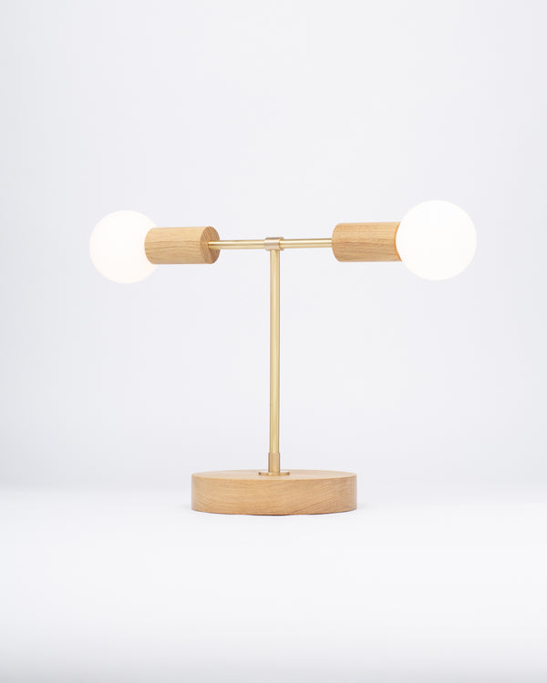 Lights Of London Oslo Double Sphere Dim To Warm Oak Table Lamp