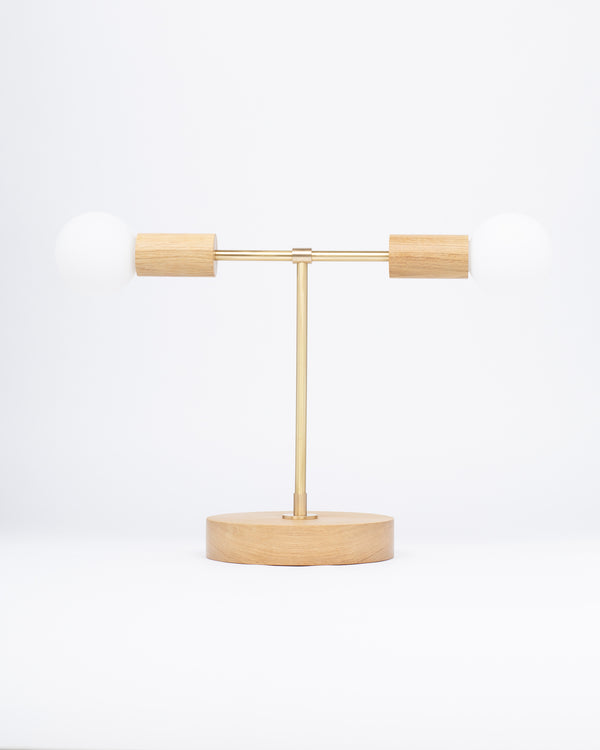 lights of london Oslo Double Sphere Dim to Warm Oak Table Lamp