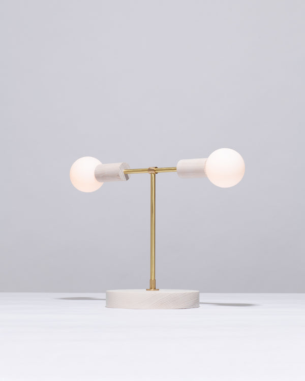 Lights Of London Oslo White Ash Double Sphere Dim To Warm Table Lamp