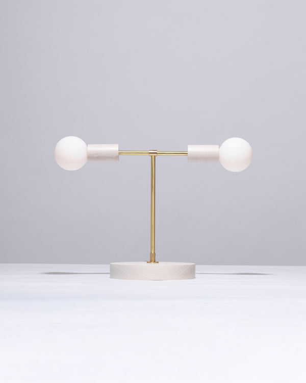 lights of london Oslo White Ash Double Sphere Dim To Warm Table Lamp