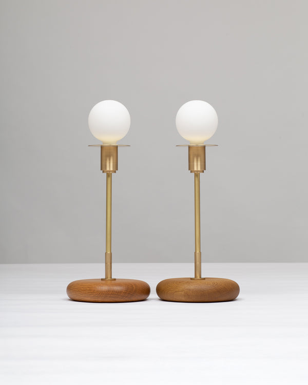 Lights Of London Pebble Smoked Oak Disc Sphere Table Lamp