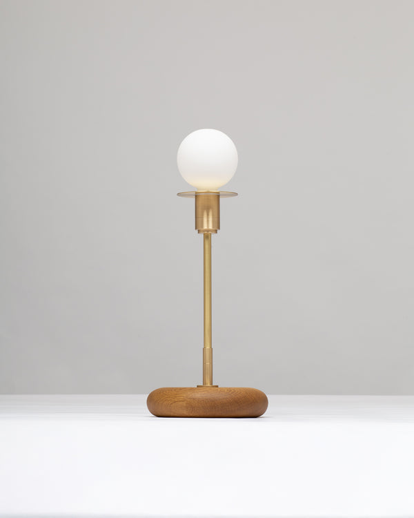 lights of london Pebble Smoked Oak Disc Sphere Table Lamp