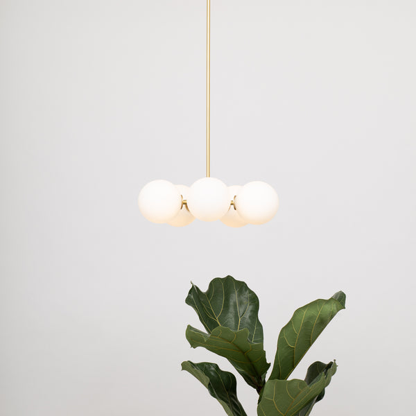 Lights Of London Pentamerous Matte Glass Sphere Satin Brass Pendant