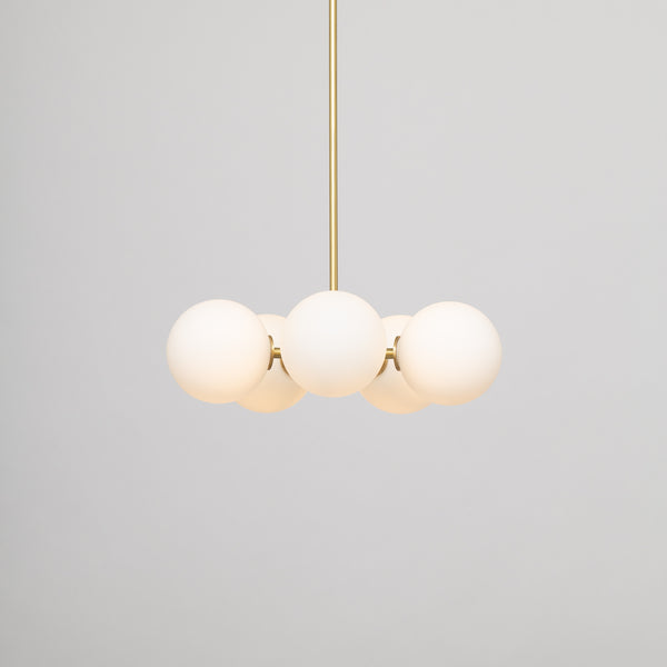 Lights Of London Pentamerous Matte Glass Sphere Satin Brass Pendant