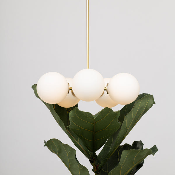 Lights Of London Pentamerous Matte Glass Sphere Satin Brass Pendant