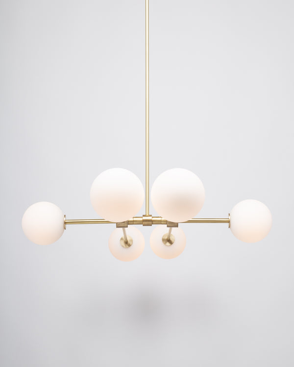 Lights Of London Six Matte Sphere Articulating Satin Brass Pendant