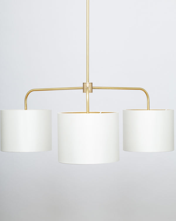 Lights Of London Three Arm Brass Pendant Porcelain Silk