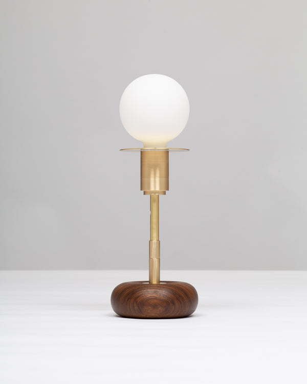 Lights Of London Walnut Mini Pebble Disc Sphere Table Lamp