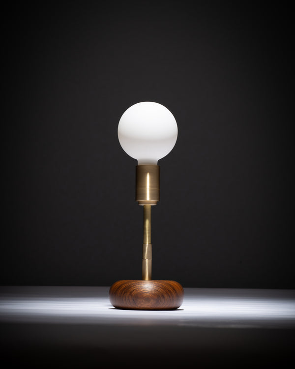 lights of london Walnut Mini Pebble Disc Sphere Table Lamp