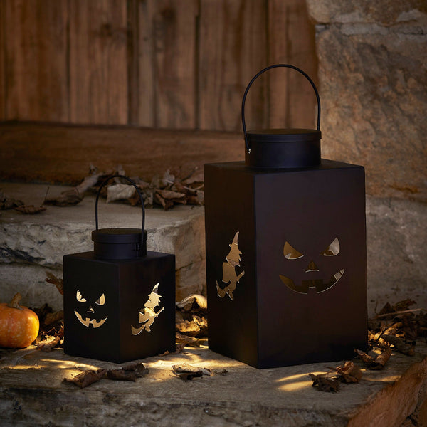 lights4fun 2 Black Metal Outdoor Halloween Lanterns