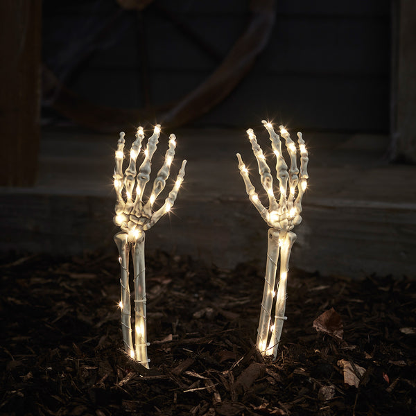lights4fun 2 Skeleton Hand Halloween Garden Stake Lights