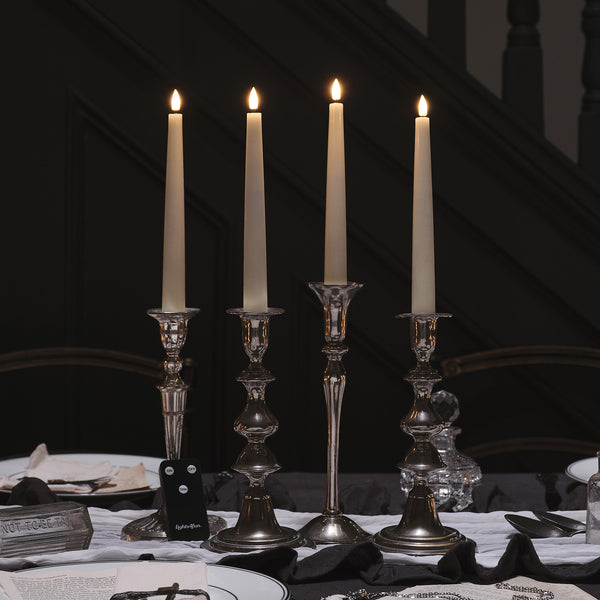 lights4fun 4 Ivory TruGlow® LED Taper Candles with Remote Control