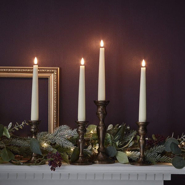 lights4fun 4 Ivory TruGlow® Remote Control Short LED Taper Candles