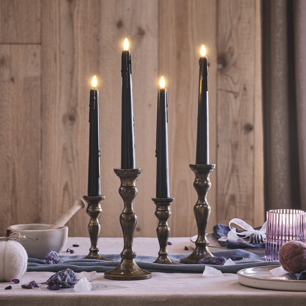 Lights4fun 4 TruGlow® Black Dripping Wax LED Taper Candles With Remote Control