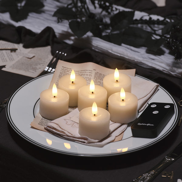Lights4fun 6 Ivory TruGlow® LED Mini Votive Candles