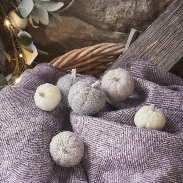 Lights4fun 6 Neutral Pumpkin Felt Autumn Decorations