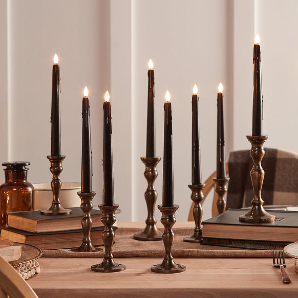 lights4fun 8 TruGlow® Black Dripping Wax LED Taper Candles With Remote Control