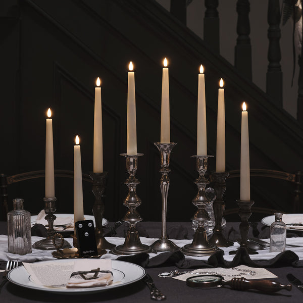 Lights4fun 8 TruGlow® Ivory LED Taper Candles With Remote Control