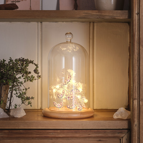 lights4fun Glass Dome with Halloween Bat LED Micro Lights