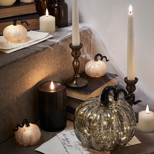 Lights4fun Halloween Black Pumpkin & TruGlow® Candle Bundle