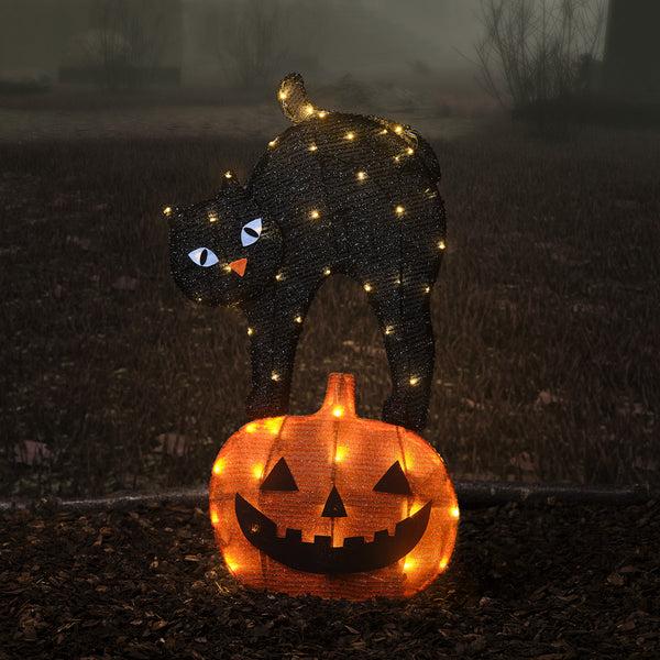 Lights4fun Halloween Cat & Pumpkin Outdoor Stake Light
