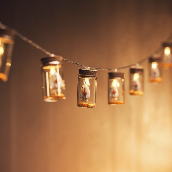 Lights4fun 10 Ghost Glass Bottle String Lights