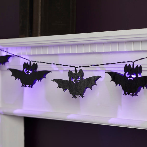 Lights4fun 10 Wooden Bat Halloween Fairy Lights